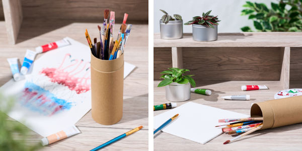 cardboard tubes with paint around